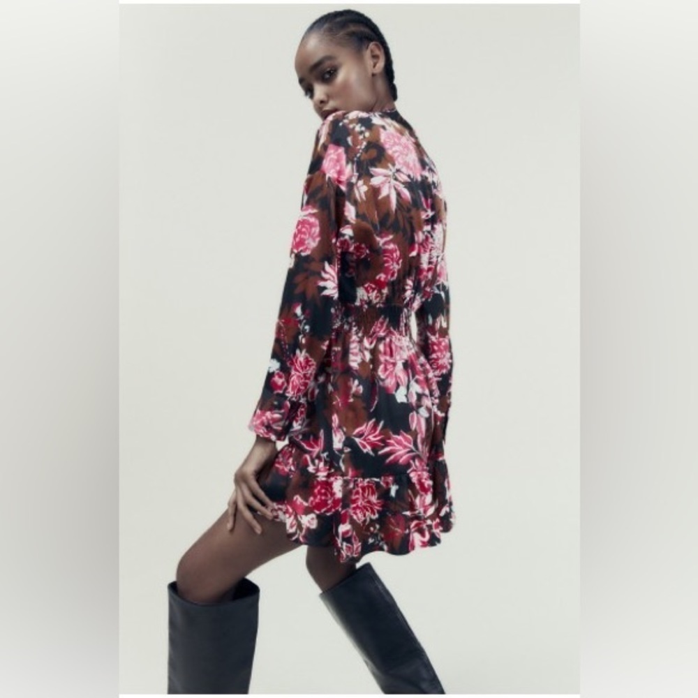 Zara Mini Floral Print Dress NWT - Picture 8 of 13